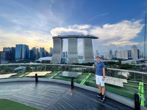Nicolas with Marina Bay Sands in the background